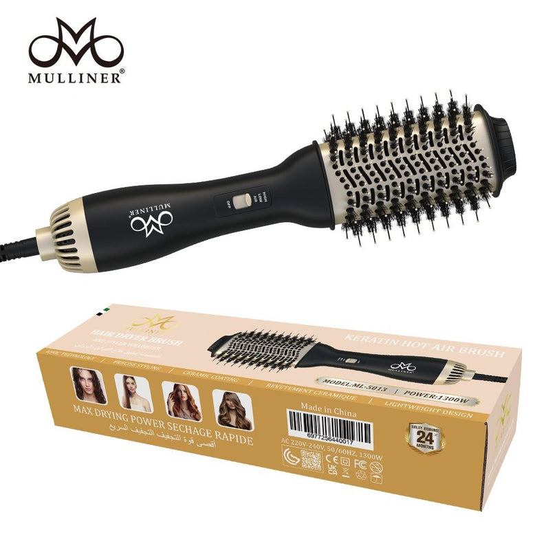 MULLINER Keratin Hot Air Brush – 2-in-1 Hair Dryer & Volumizing Styler